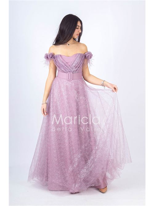 abito piume e fiori glitter MARICLA ELEGANCE | JC35022UVA